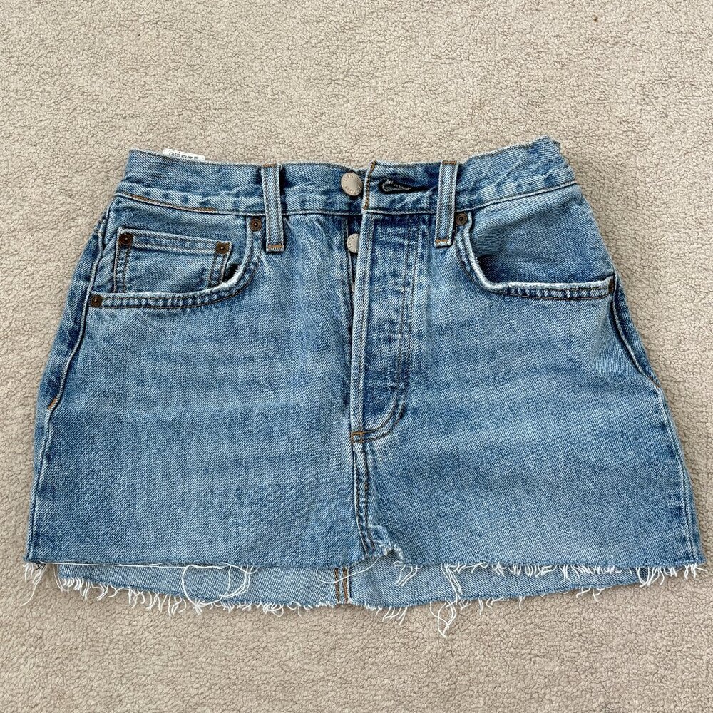 Aritzia Denim Forum high rise mini skirt